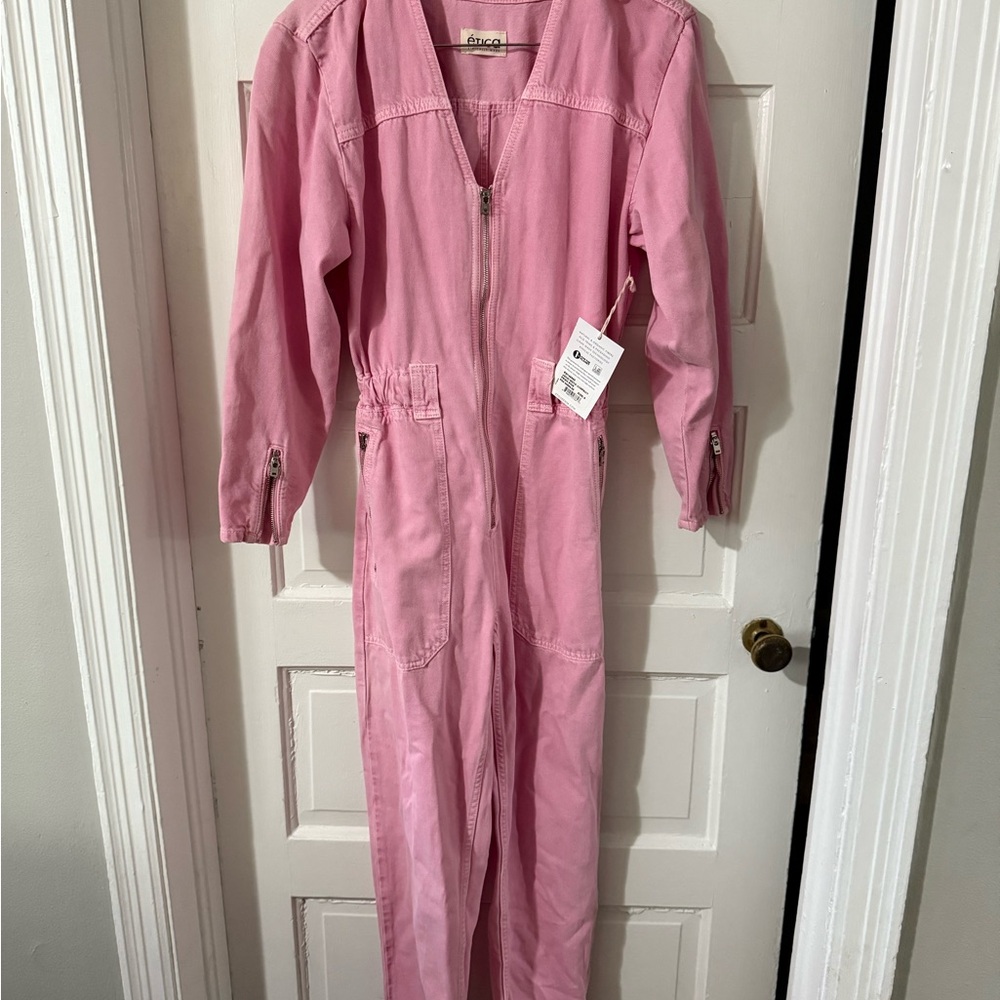 Ética pink janai moto jumpsuit